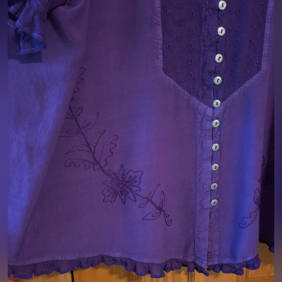 Women's Sz 42 6x Roaman's Purple Button-Down Blouse - Picture 2 of 4